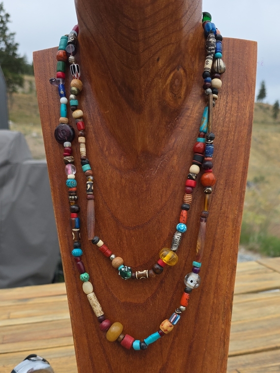 Hand Crafted Jewelry - Hand Crafted Multicolor Stone, Glass, Metal, Wood & Bone Bohemian Beaded Sampler